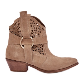 Zazoo 2994 Bottes de cowboy ouverts Beige