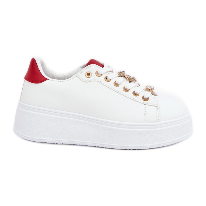Baskets en cuir eco avec épingles blanches et rouges