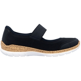 Rieker N42B0-14 Navy Blue Women's confortable Velcro Chaussures Velcro bleu