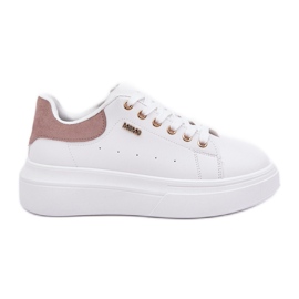 Baskets féminines sur la plate-forme eco en cuir blanc