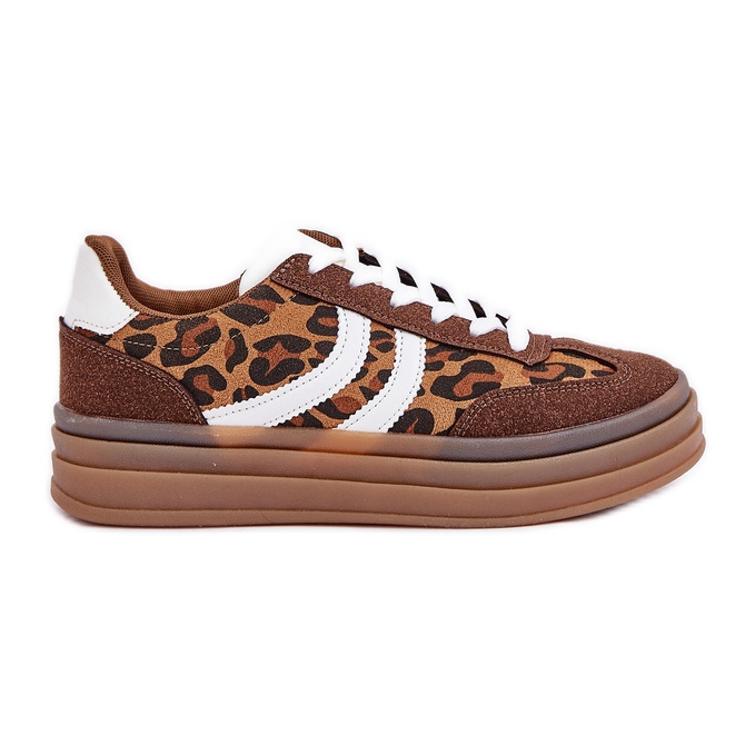 Sneakers léopard élégants sur la plate-forme marron brun