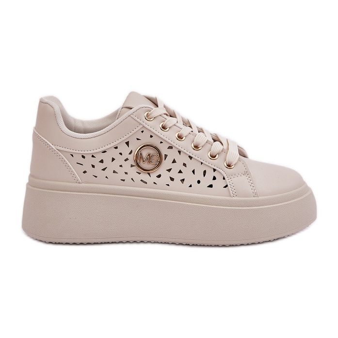 Baskets ouvertes avec des détails dorés beige