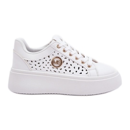 Baskets ouvertes avec un détail doré blanc blanche