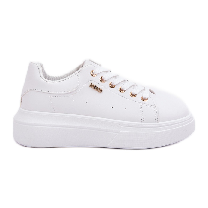 Baskets féminines sur la plate-forme eco en cuir blanc blanche