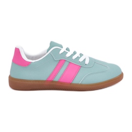 Baskets féminines basses avec éco-menthe en cuir vert