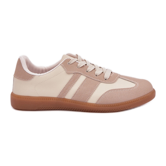 Baskets féminines basses avec beige en cuir écologique