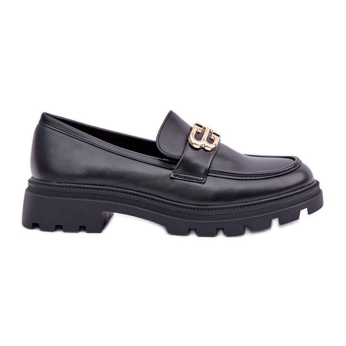 Mocassins pour femmes avec des détails dorés noirs le noir Mocassins pour femmes avec des détails dorés noirs le noir
