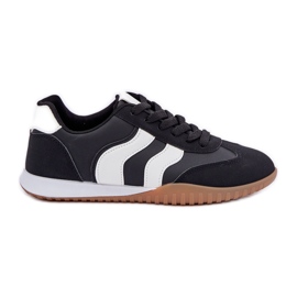 Baskets féminines classiques avec cuir noir en cuir écologique le noir