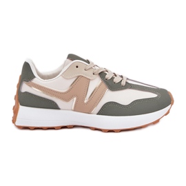 Sneakers féminins beige-vert chaussures de sport