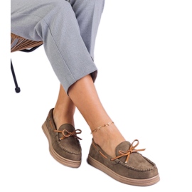 Mandards pour femmes vertes d'Ekozamsz avec un arc Mandards pour femmes vertes d'Ekozamsz avec un arc