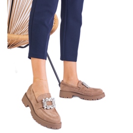 Locons pour femmes beige d'Ekozamsz avec une décoration élégante Locons pour femmes beige d'Ekozamsz avec une décoration élégante