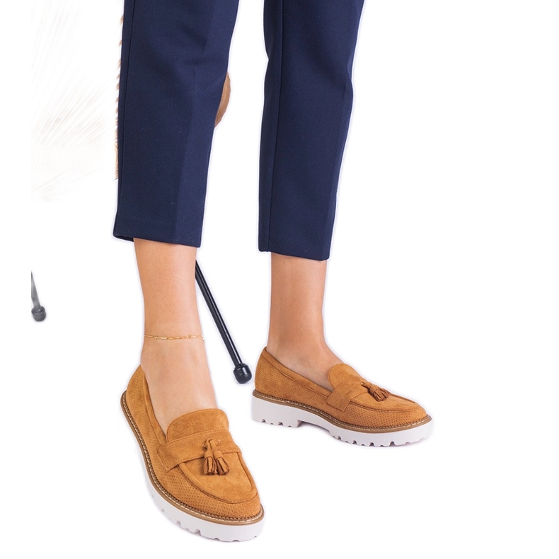 Modages féminins bruns d'Ekozamsz avec des franges Modages féminins bruns d'Ekozamsz avec des franges