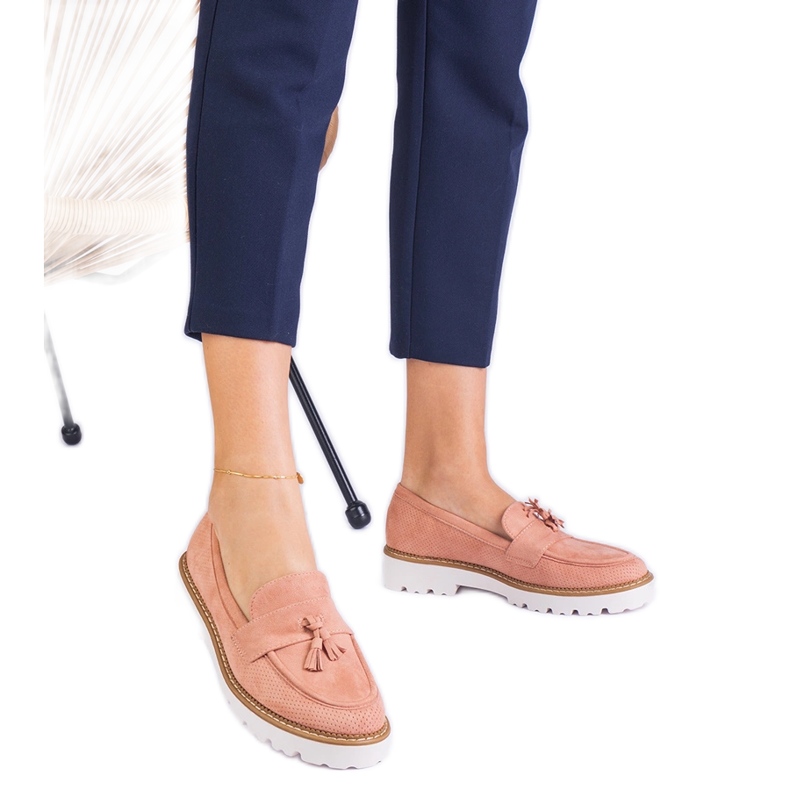 Locons pour femmes roses d'Ekozamsz avec des franges Locons pour femmes roses d'Ekozamsz avec des franges