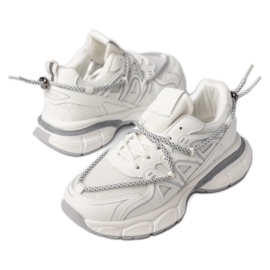 Sneakers sportifs féminins-blanc et gris blanc / gris