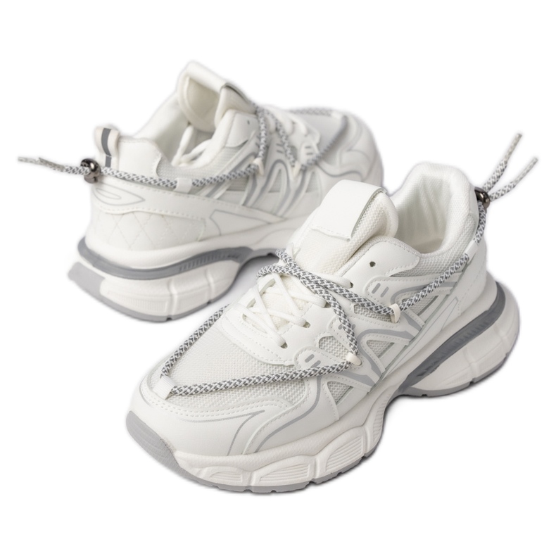 Sneakers sportifs féminins-blanc et gris blanc / gris blanche