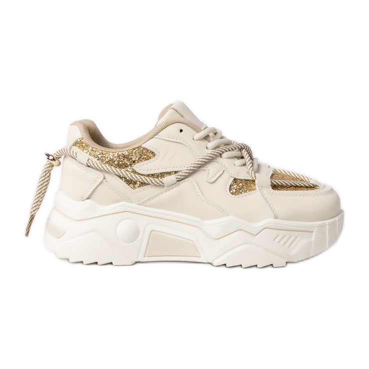 Baskets sportives féminines beige-or