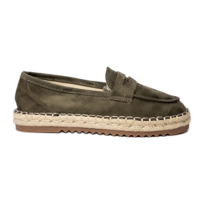 Espadrilles féminines mocassins vert foncé