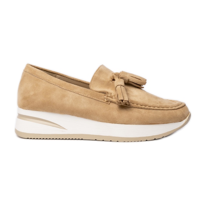 Mocassins pour femmes avec des tissus beige