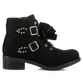 Ideal Shoes Bottes à nœuds noir