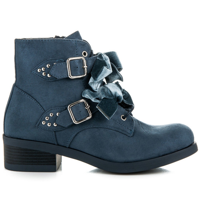 Ideal Shoes Bottes à nœuds bleu