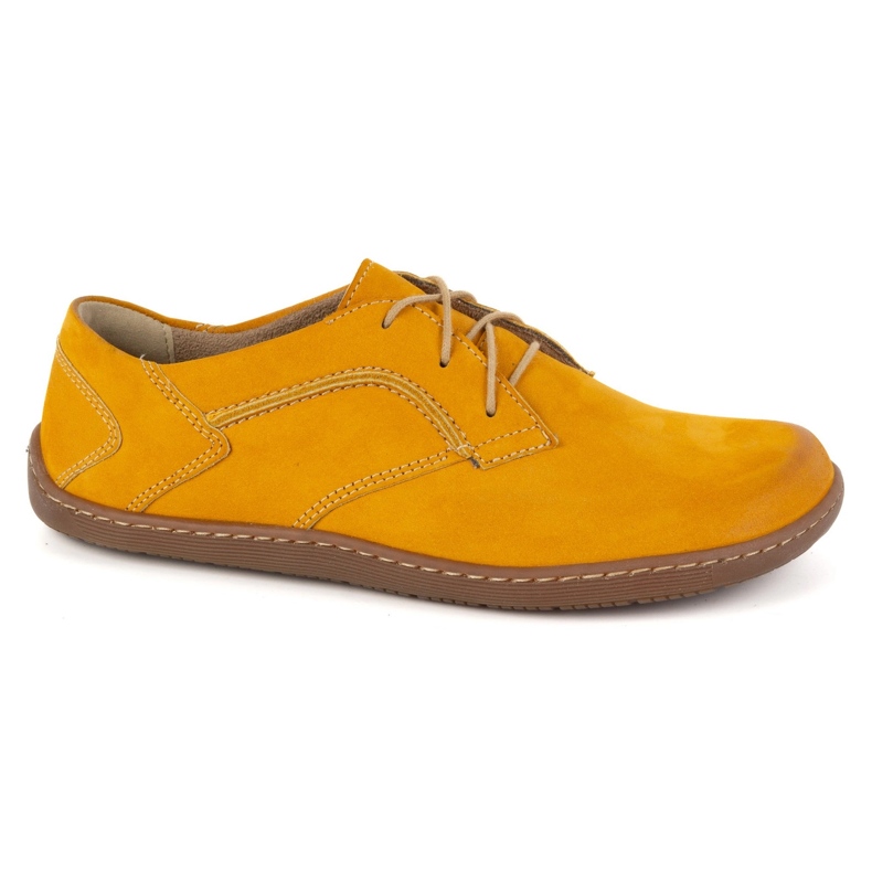 Olivier Chaussures en cuir minimaliste aux pieds nus pour femmes 1082 Moutarde nubuk jaune