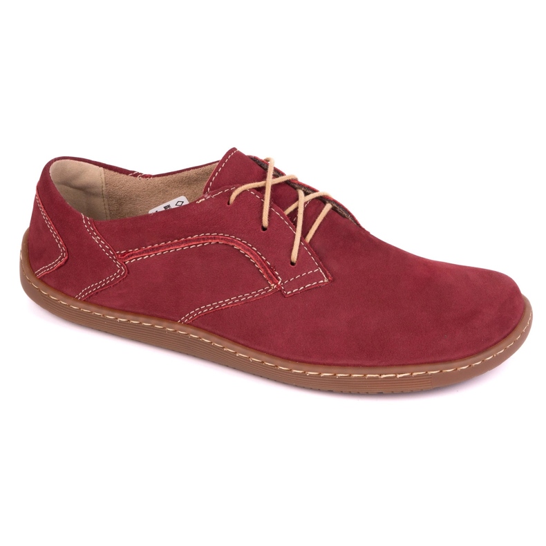 Olivier Barefoot Women's Minimalist Leather Chaussures 1082 Bordo Nubuk rouge