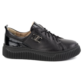 Olivier Sneakers de chaussures en cuir pour femmes styles 1230 noir le noir