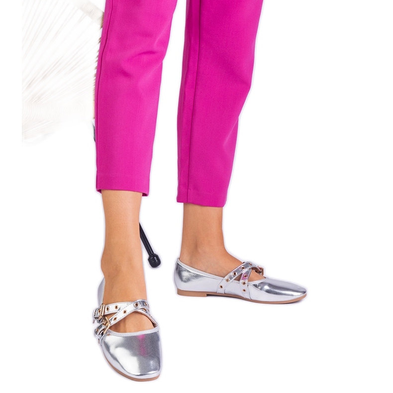 Ballerines métalliques en argent en écos Ballerines métalliques en argent en écos