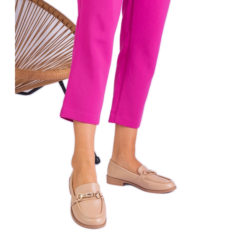 Locons pour femmes beige avec décoration dorée et zircons Locons pour femmes beige avec décoration dorée et zircons