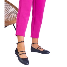 Ballerines noires en écotatre avec des boucles