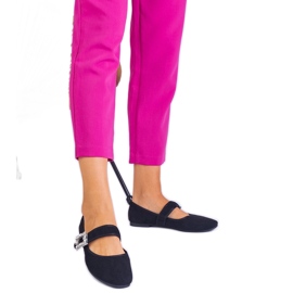 Ballerines noires décorées d'une boucle avec des cristaux