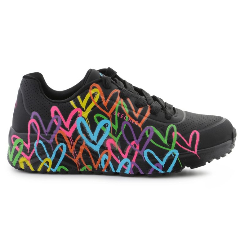 SKECHERS UNON LTE SHOSTES - Écartons les coeurs colorés Love 314064L -BKMT le noir