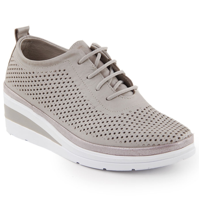 Chaussures de sport pour femmes en cuir sur un coin ouvert gris T.Sokolski W24-150 Chaussures de sport pour femmes en cuir sur un coin ouvert gris T.Sokolski W24-150