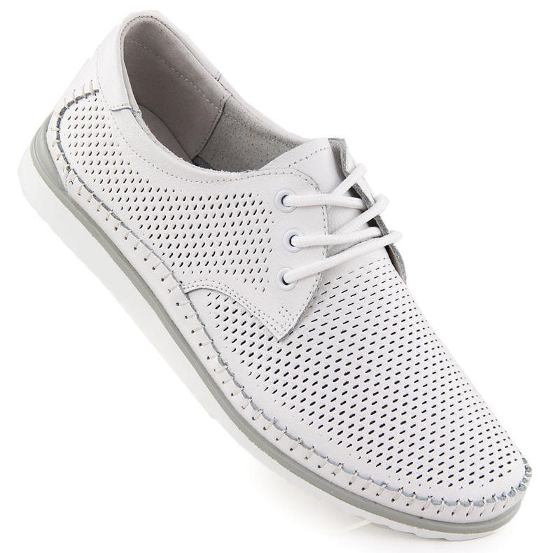 Chaussures en cuir perforées et confortables T.Sokolski W25-01 blanche