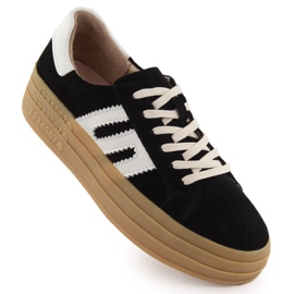 Chaussures en cuir sur la plateforme Black Filippo 6744 noir