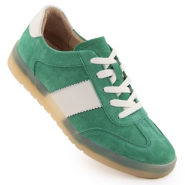 Chaussures en cuir pour femmes en daim vert Filippo 6770