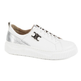 Olivier Sneakers de chaussures en cuir pour femmes styles 1230 blanc