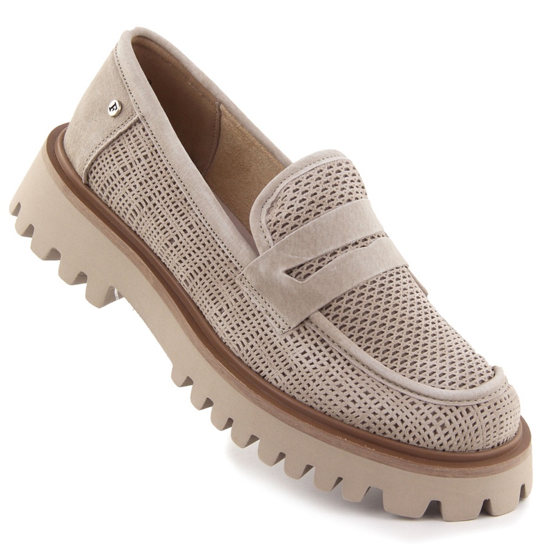 Locons pour femmes en cuir Lords sur la plate-forme beige Filippo 6796
