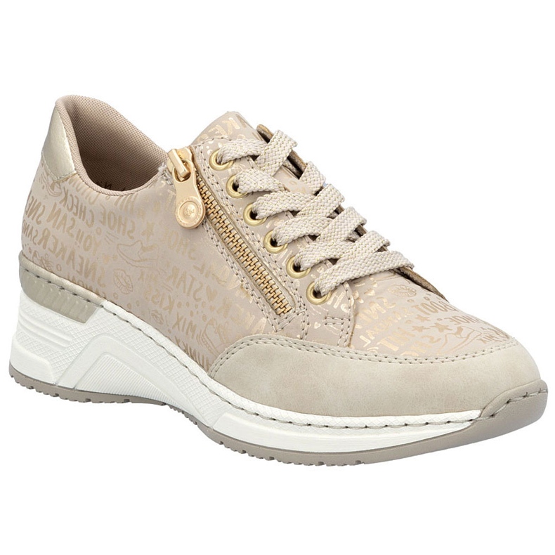 Sneakers de chaussures pour femmes sur des quartiers confortables beige Rieker N4316