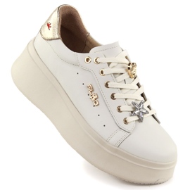 Chaussures en cuir pour femmes sur la plateforme Beige Filippo 6790