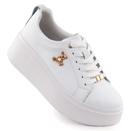 Chaussures en cuir pour femmes sur la plateforme White Filippo blanc