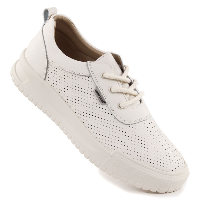 Chaussures de sport en cuir en cuir beige Sergio Leone SP-102