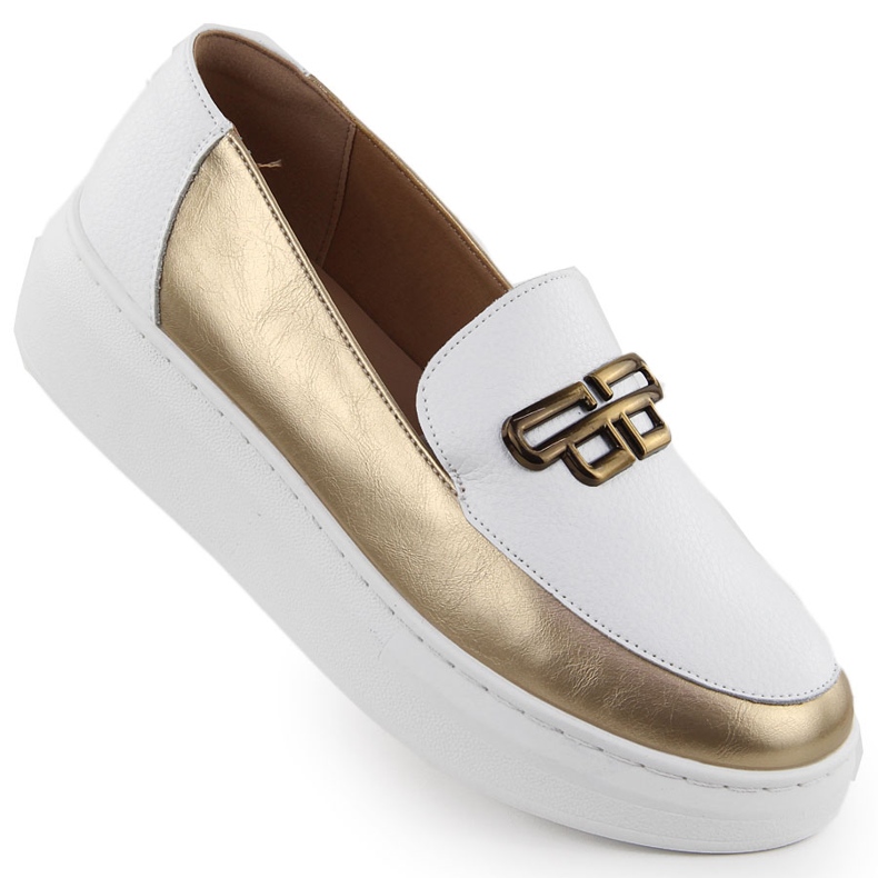 Chaussures en cuir pour femmes sur la plate-forme GOL BLANC T.SOKOLSKI W25-499 blanche