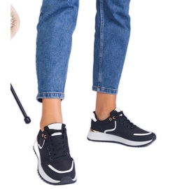 Baskets pour femmes noires avec une insertion d'or le noir