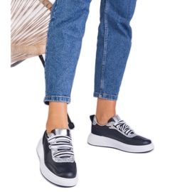 Baskets pour femmes noires décorées de paillettes le noir Baskets pour femmes noires décorées de paillettes le noir