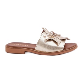Slippers avec décoration en cuir naturel Zazoo 3667 Zlotys doré