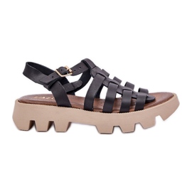 Sandales en cuir pour femmes Zazoo 3695 noir