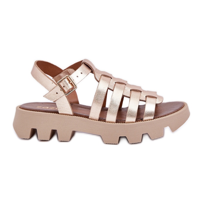 Sandales en cuir pour femmes Zazoo 3695 Zlotys d'or