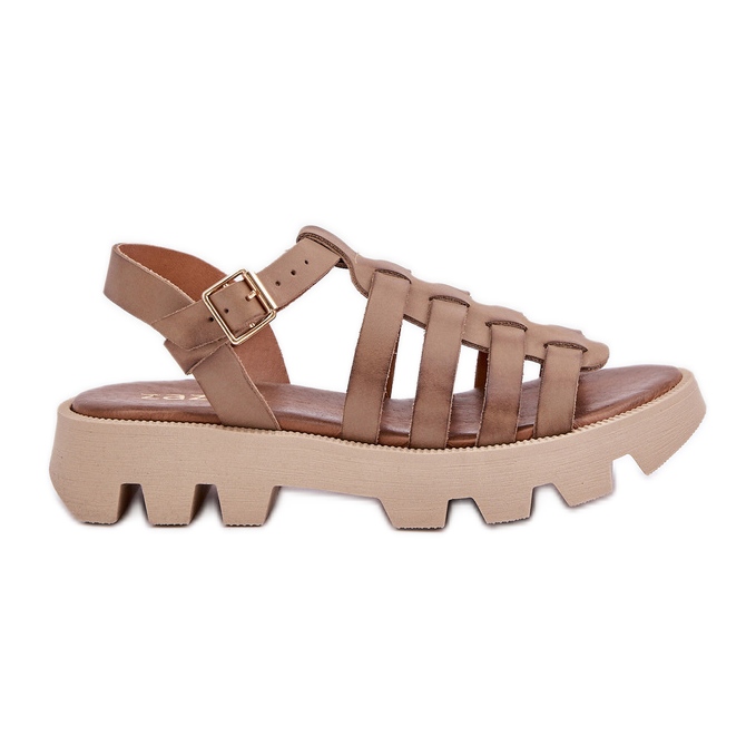 Sandales en cuir pour femmes Zazoo 3695 Beige