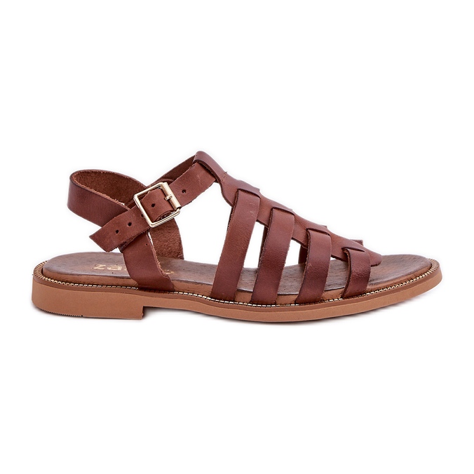 Zazoo Sandales en cuir avec thee plate 3686 marron brun